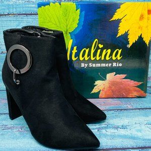 Italina By Summer Rio Black Faux Suede Ankle Boots